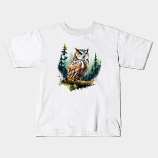 Great Horned Owl Kids T-Shirt